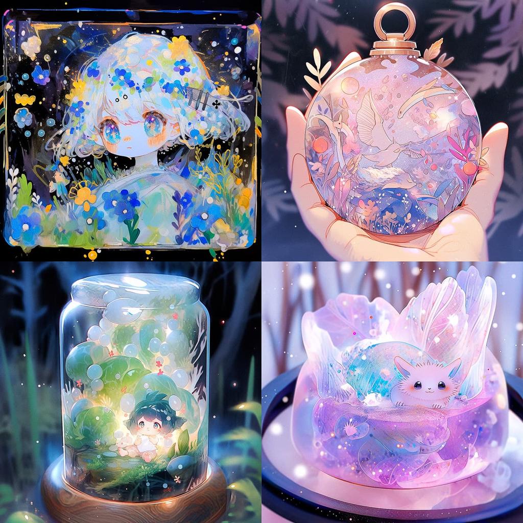 Resin art style, Midjourney Niji 5, render 1 of 4