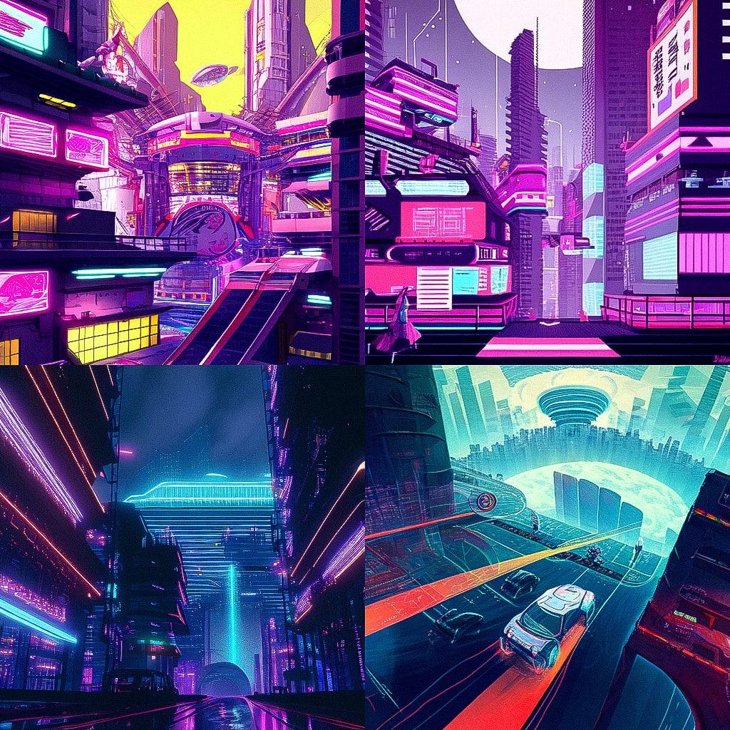 Retrofuturism style, Midjourney Niji 4, render 1 of 4