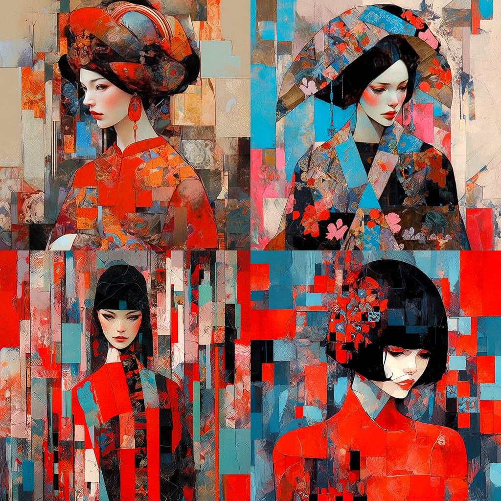 Richard Burlet style, Midjourney Niji 5, render 1 of 4