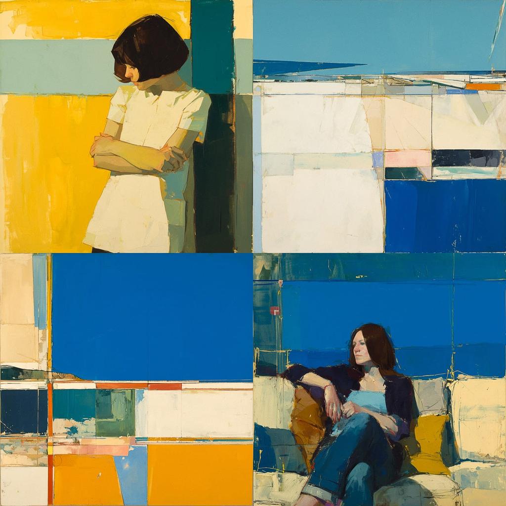 Richard Diebenkorn style, Midjourney Niji 6, render 1 of 4