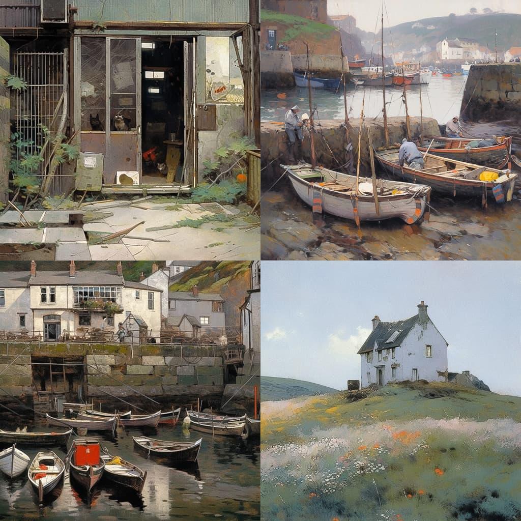 Richard Eurich style, Midjourney Niji 5, render 1 of 4
