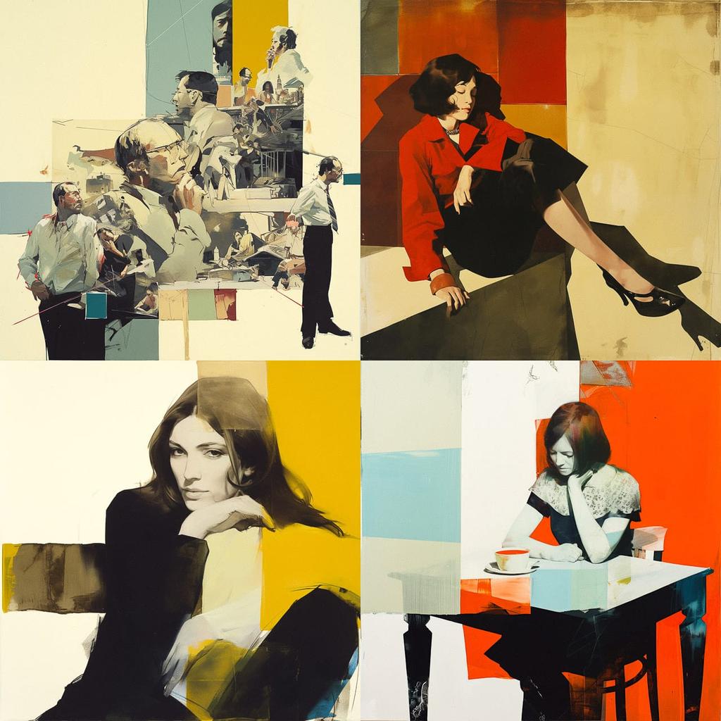 Richard Hamilton style, Midjourney Niji 6, render 1 of 4