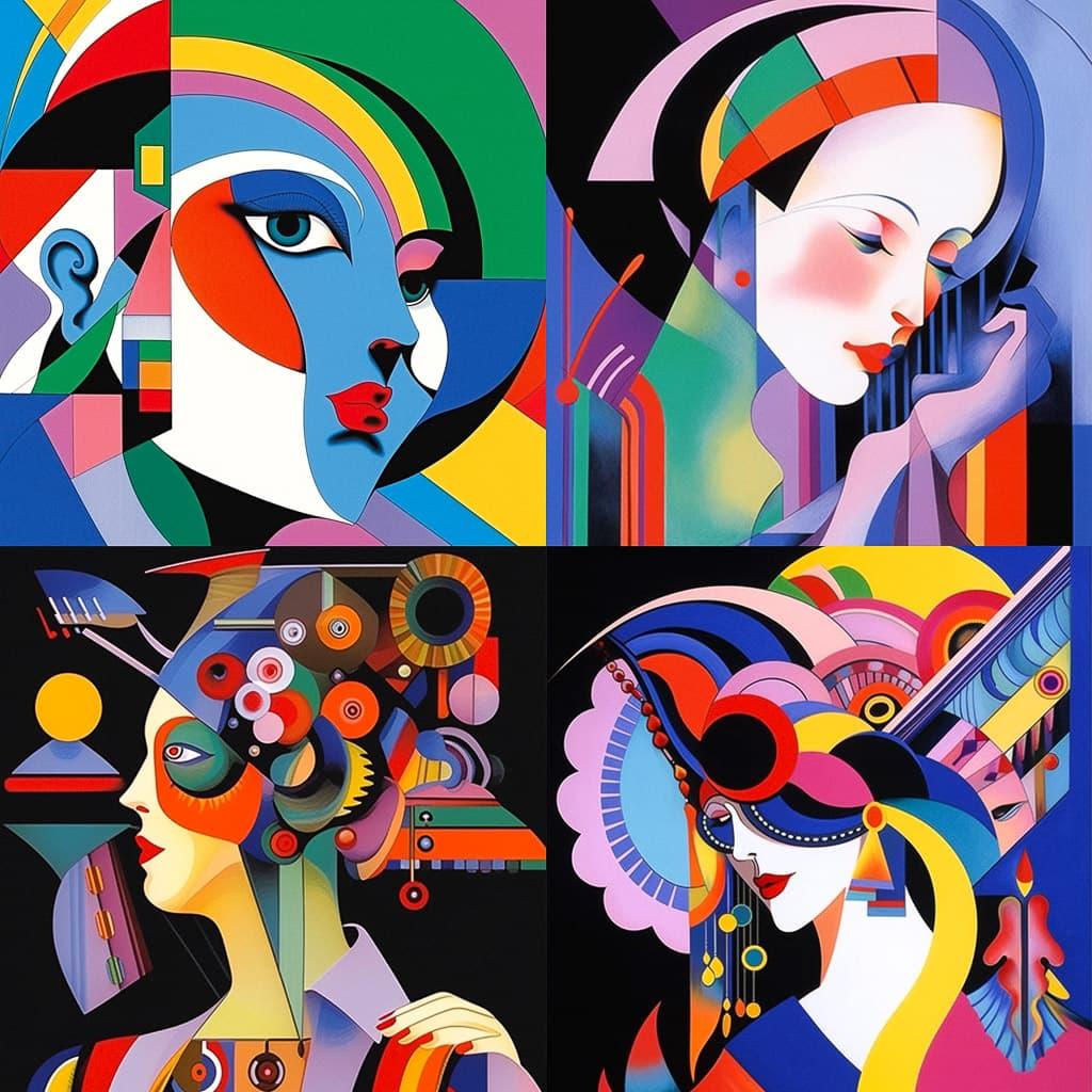 Richard Lindner style, Midjourney Niji 5, render 1 of 4