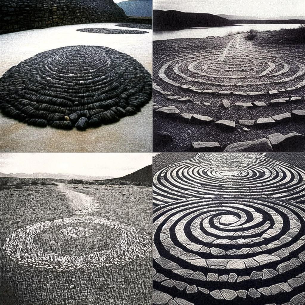 Richard Long style, Midjourney Niji 4, render 1 of 4