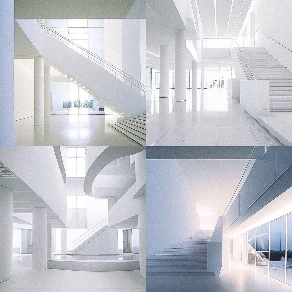 Richard Meier style, Midjourney Niji 4, render 1 of 4