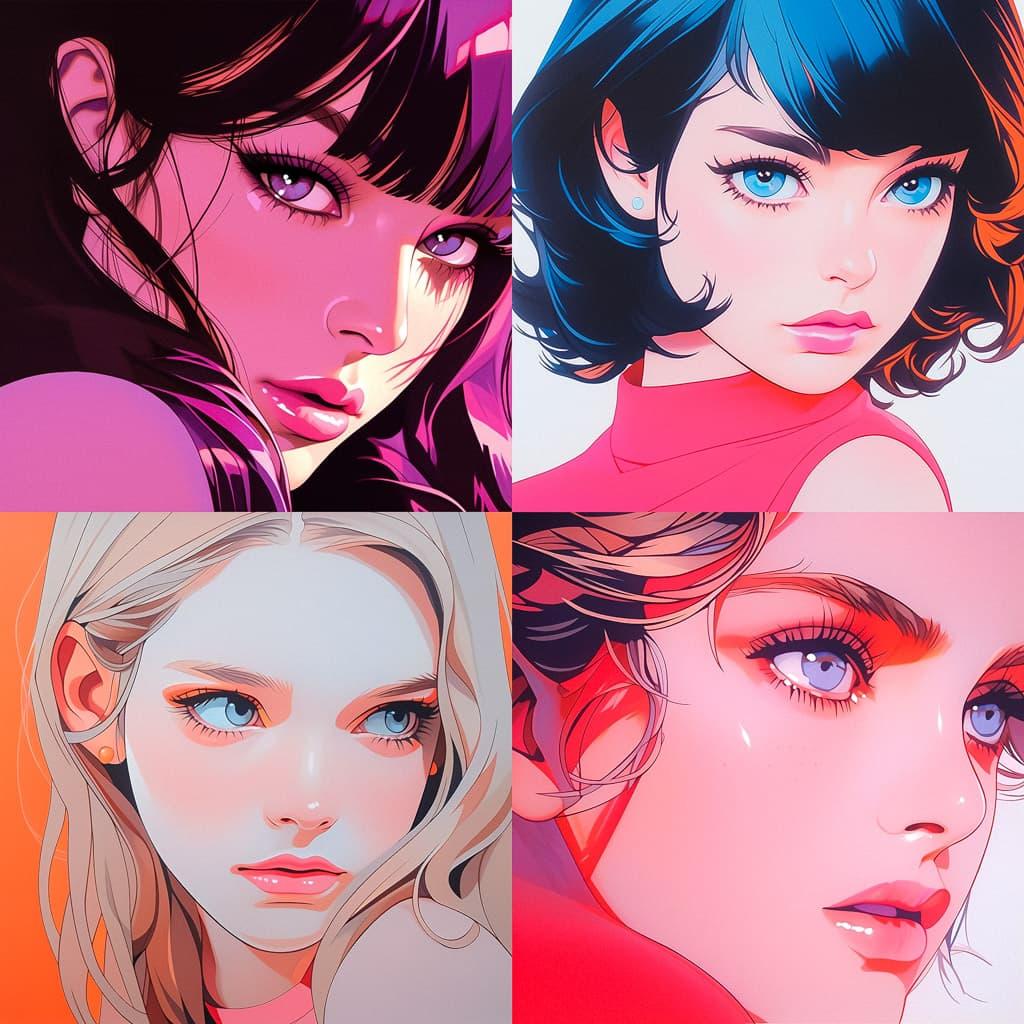 Richard Phillips style, Midjourney Niji 5, render 1 of 4
