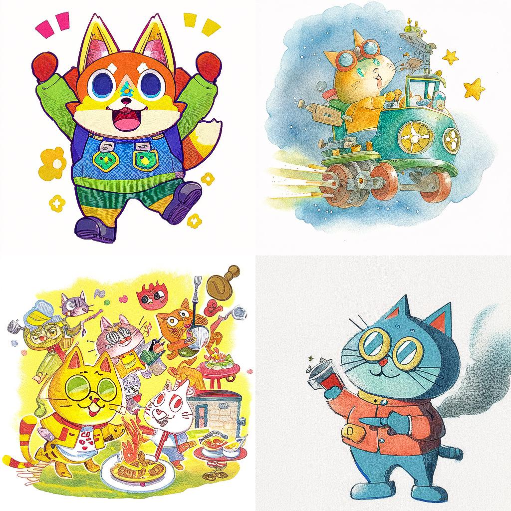 Richard Scarry style, Midjourney Niji 4, render 1 of 4