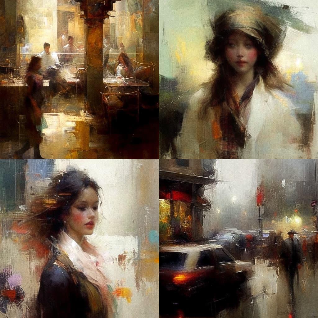 Richard Schmid style, Midjourney Niji 5, render 1 of 4
