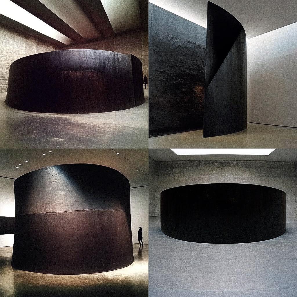 Richard Serra style, Midjourney Niji 4, render 1 of 4