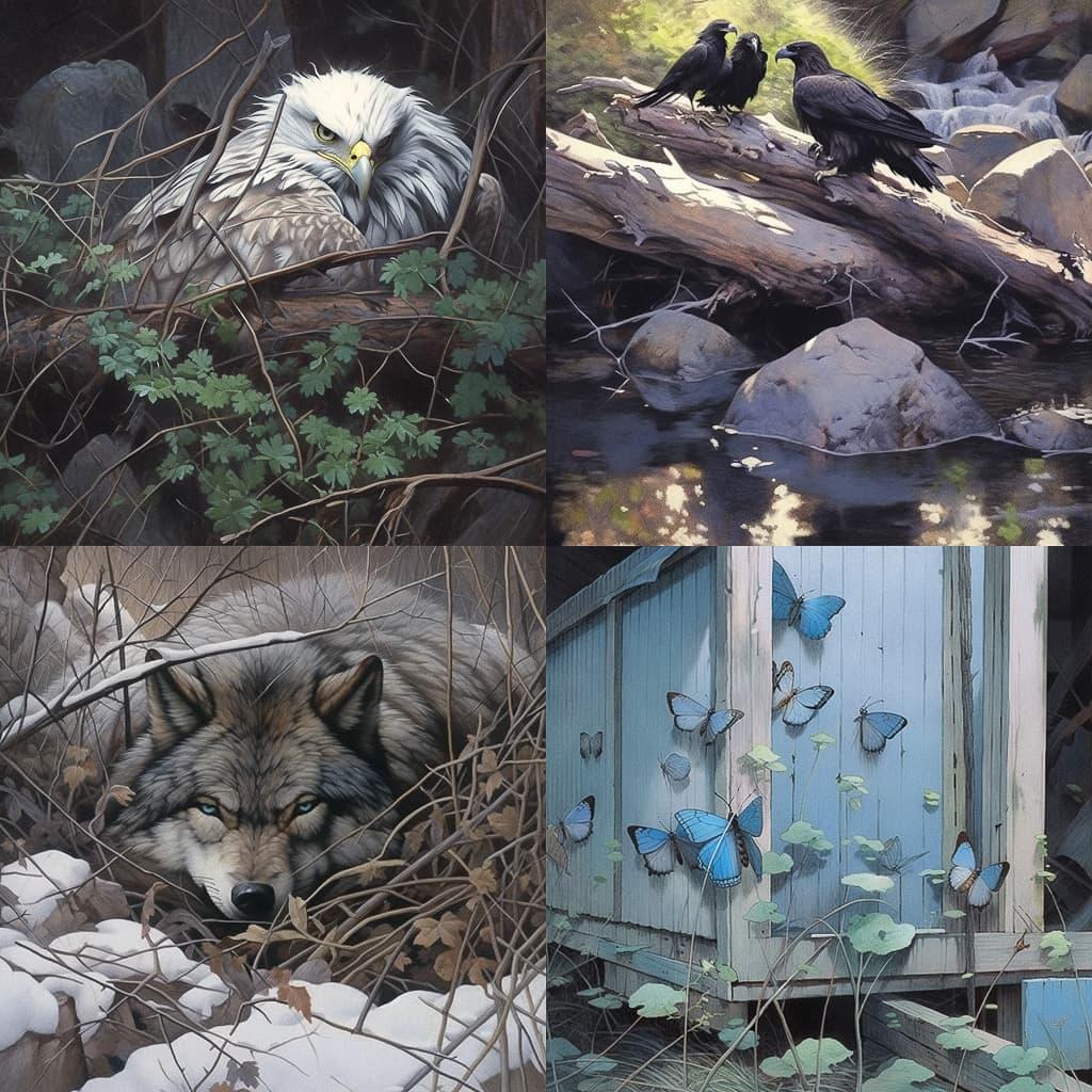 Robert Bateman style, Midjourney Niji 5, render 1 of 4