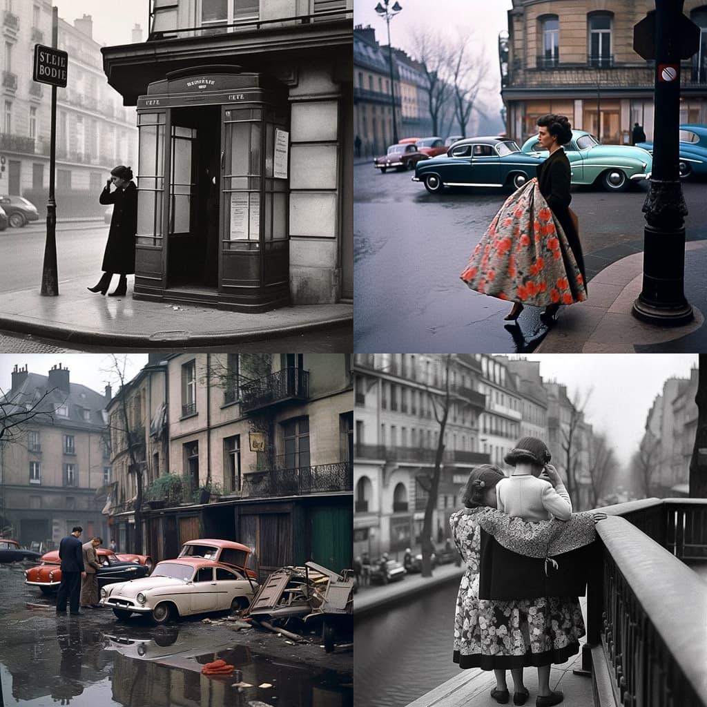 Robert Doisneau style, Midjourney Niji 5, render 1 of 4