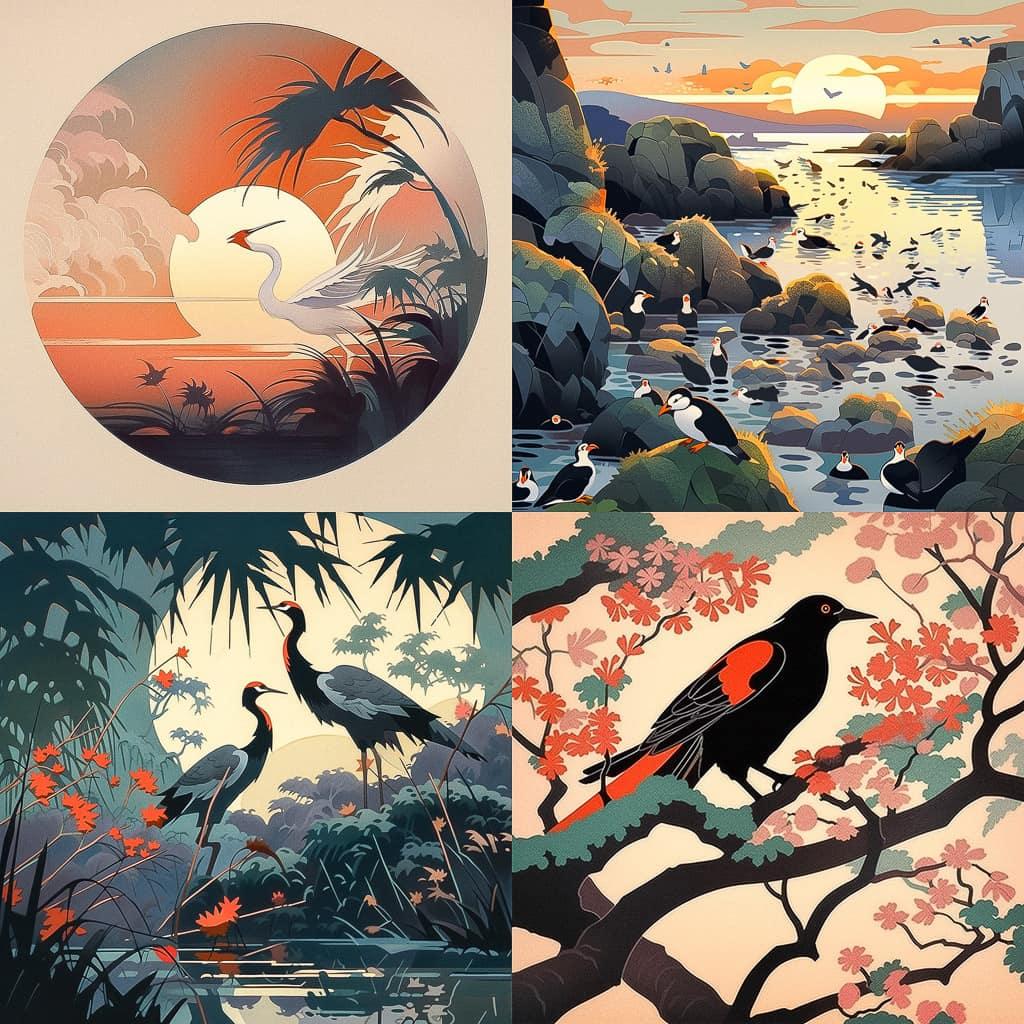 Robert Gillmor style, Midjourney Niji 5, render 1 of 4