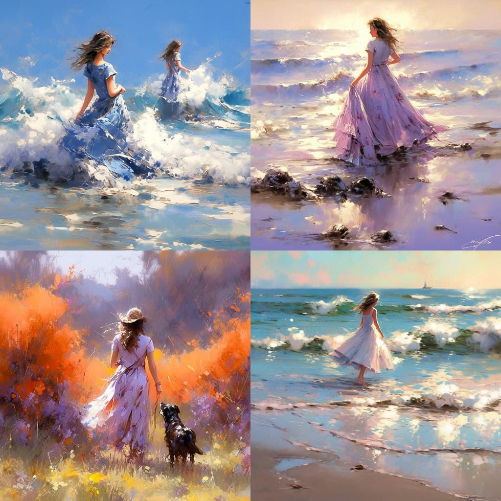 Robert Hagan style, Midjourney Niji 5, render 1 of 4