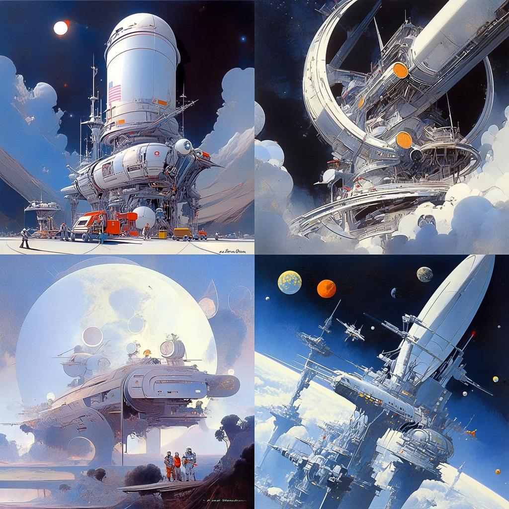 Robert McCall style, Midjourney Niji 5, render 1 of 4