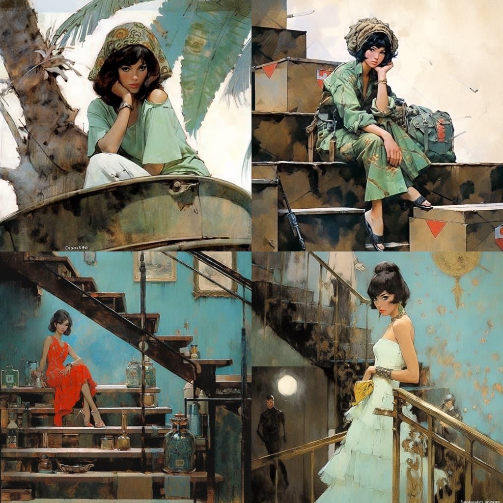 Robert McGinnis style, Midjourney Niji 5, render 1 of 4