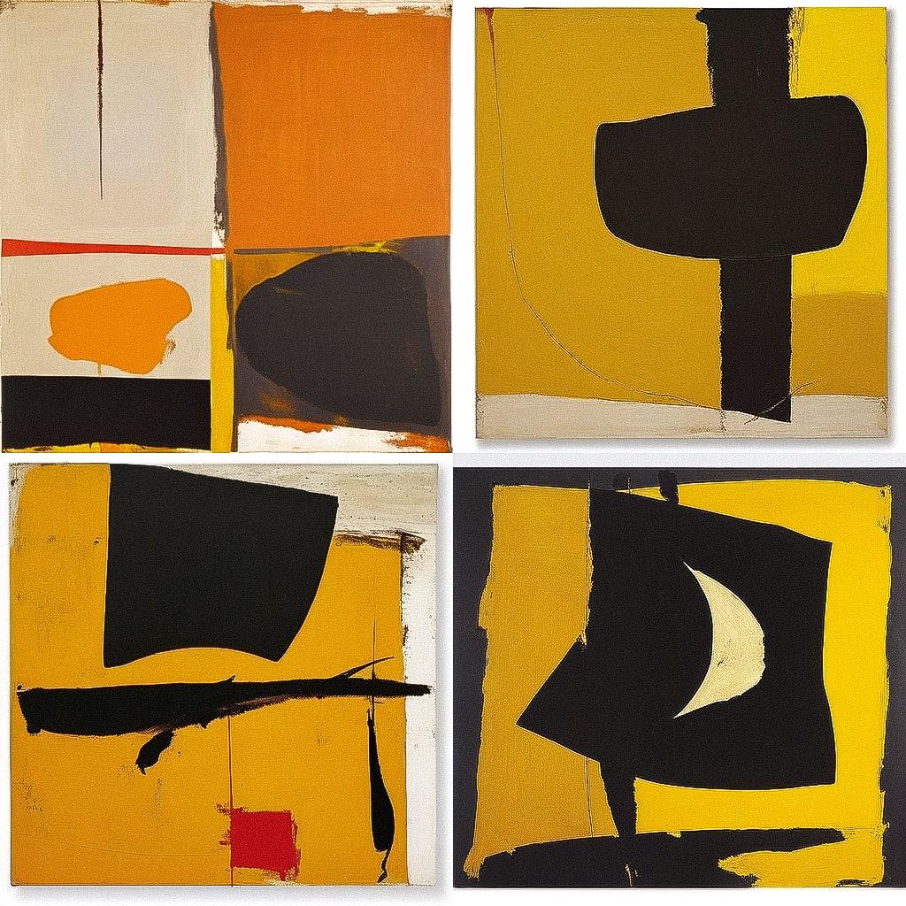 Robert Motherwell style, Midjourney Niji 4, render 1 of 4