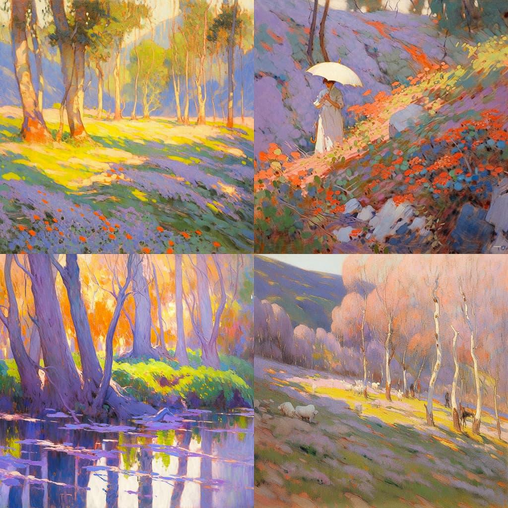 Robert Vonnoh style, Midjourney Niji 5, render 1 of 4