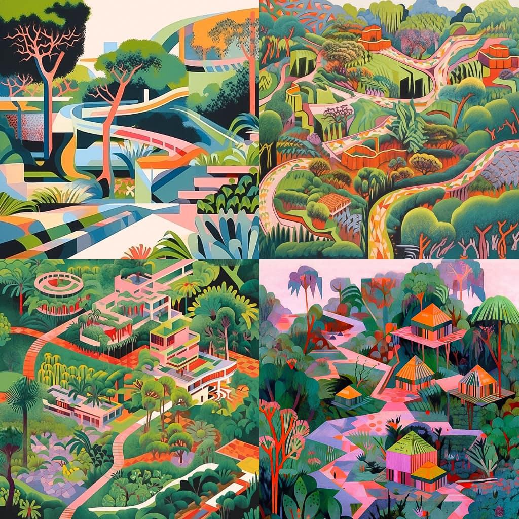Roberto Burle Marx style, Midjourney Niji 5, render 1 of 4