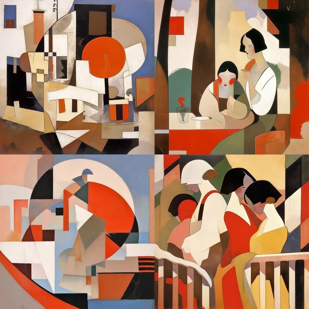 Roger de La Fresnaye style, Midjourney Niji 5, render 1 of 4