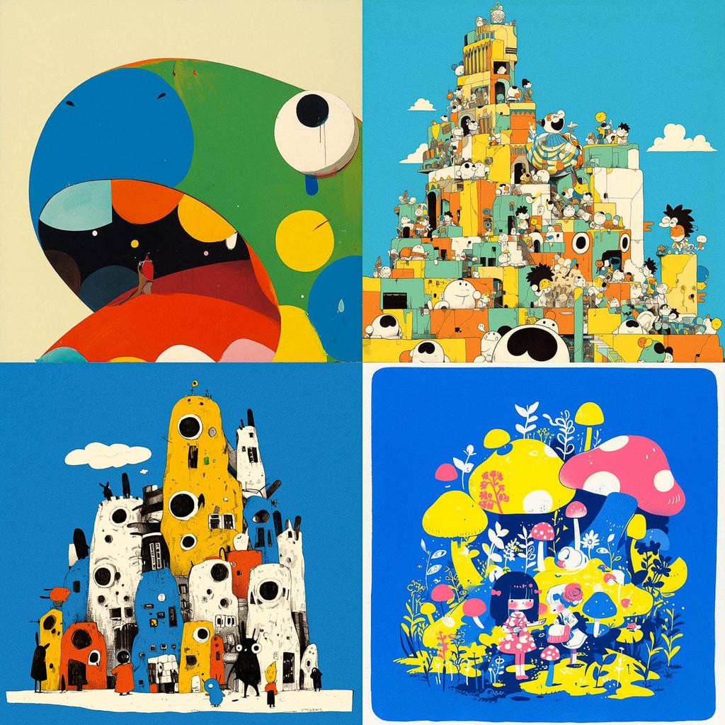 Roger Hargreaves style, Midjourney Niji 6, render 1 of 4