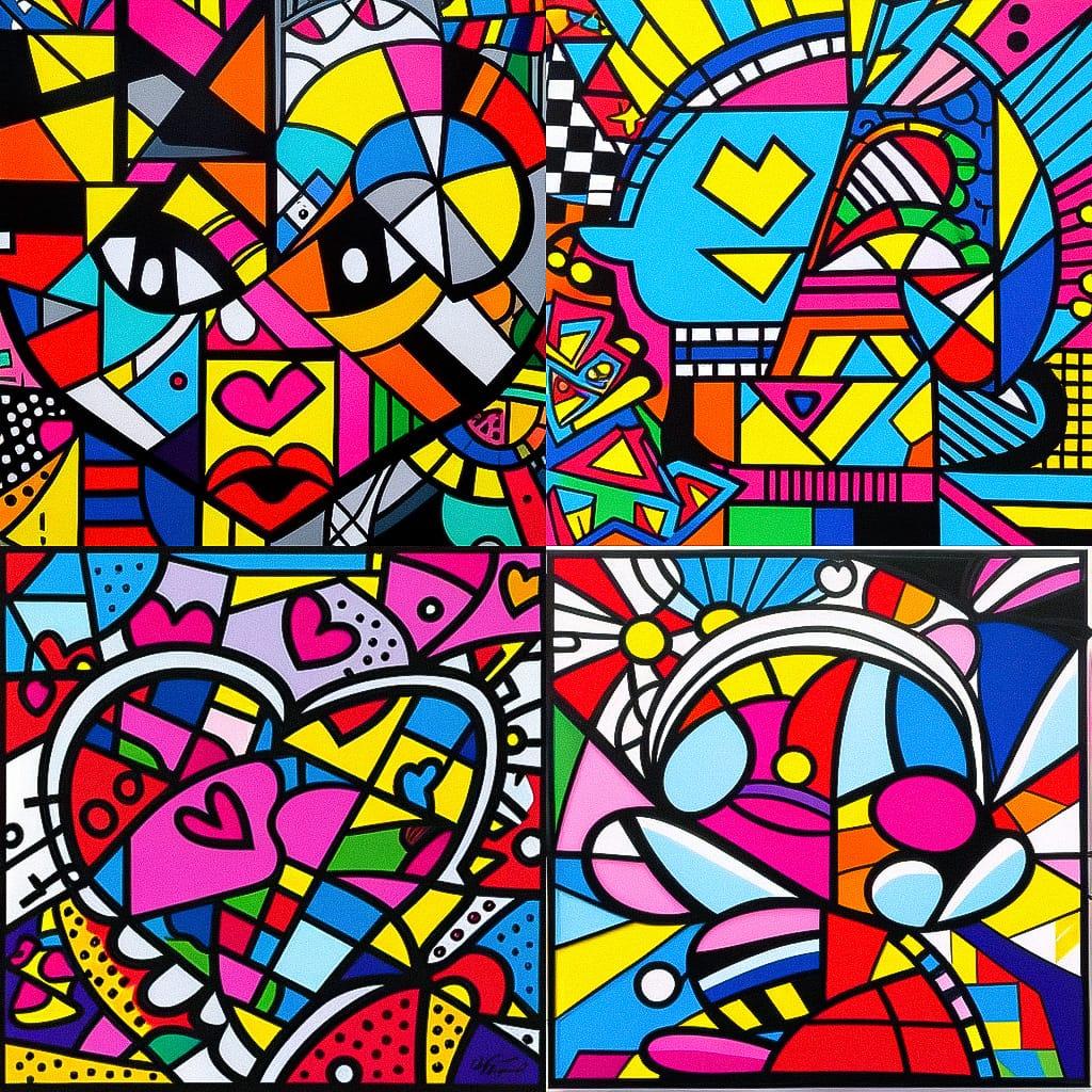 Romero Britto style, Midjourney Niji 4, render 1 of 4