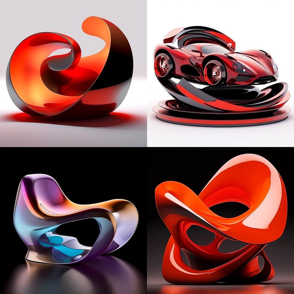 Ron Arad style, Midjourney Niji 5, render 1 of 4