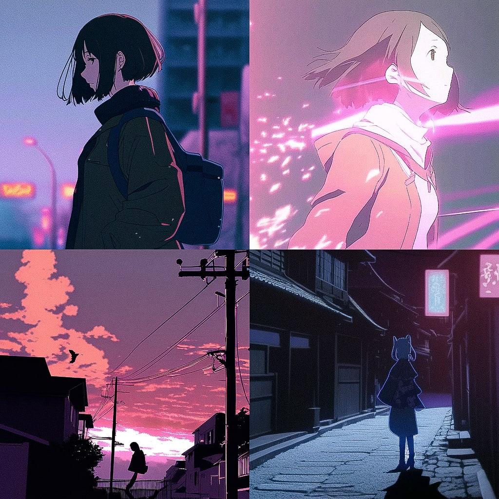 Rotoscope animation style, Midjourney Niji 4, render 1 of 4