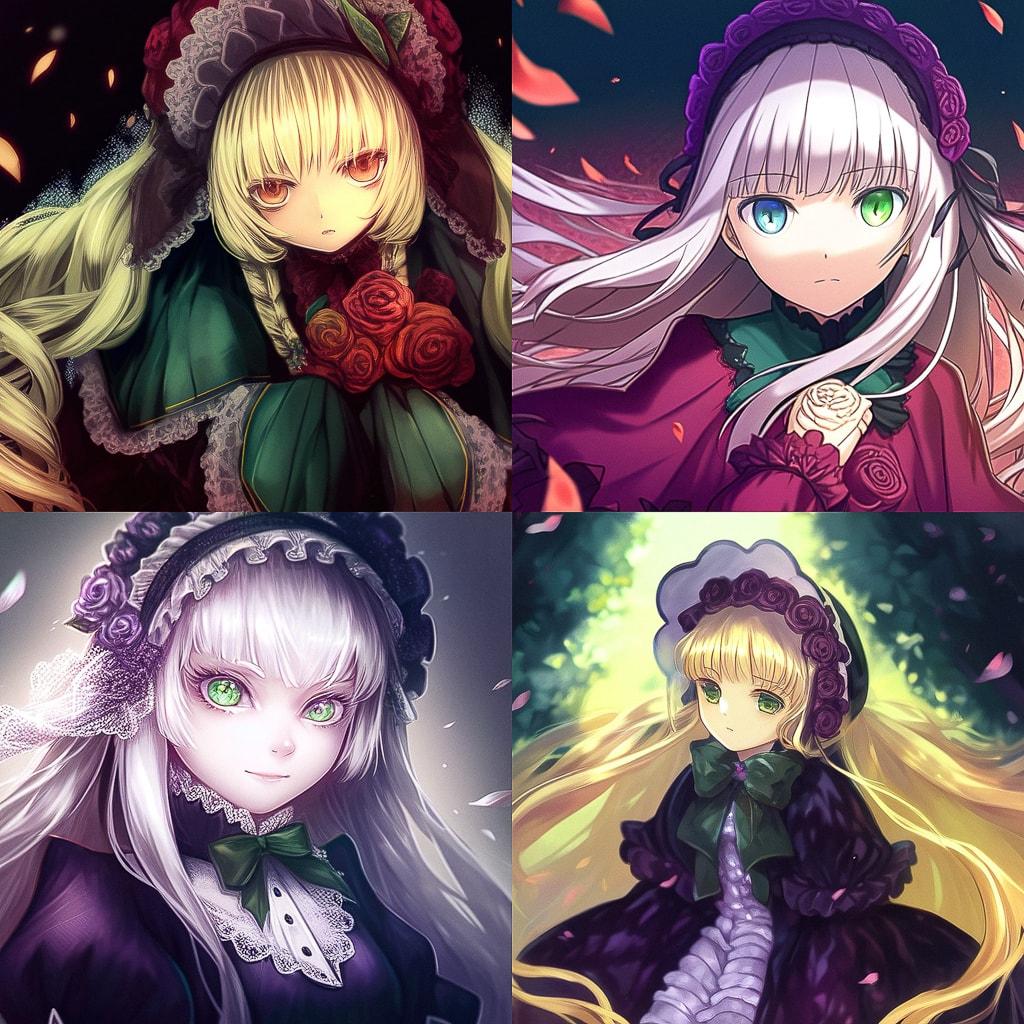 Rozen Maiden style, Midjourney Niji 4, render 1 of 4