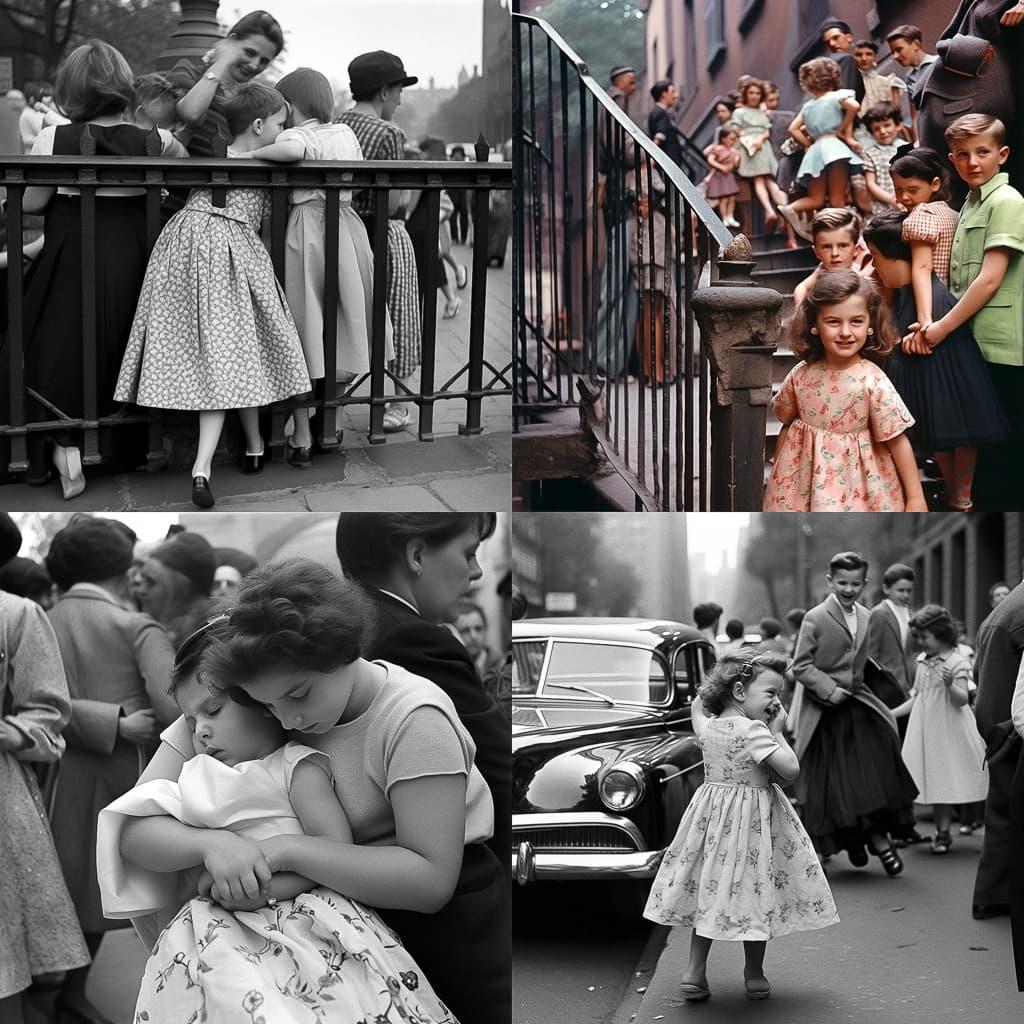 Ruth Orkin style, Midjourney Niji 5, render 1 of 4
