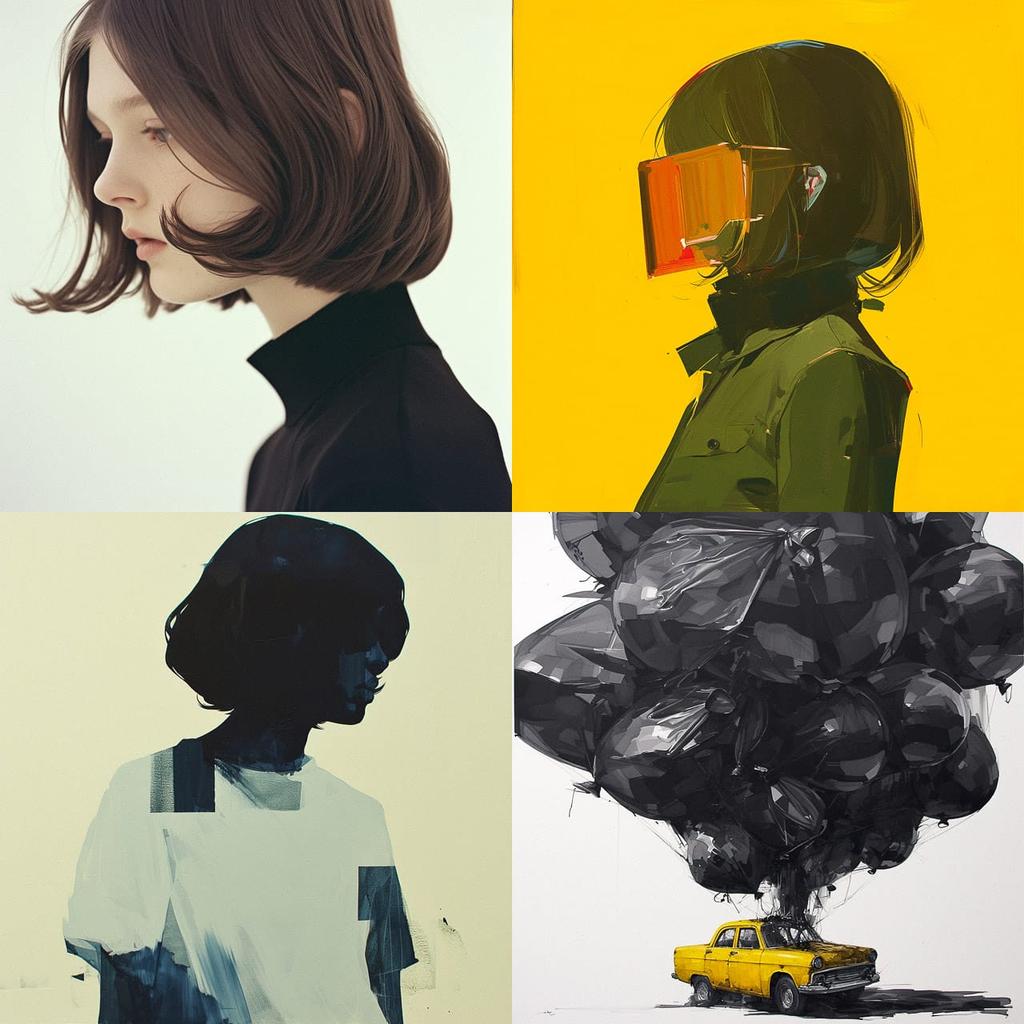Ryan Gander style, Midjourney Niji 6, render 1 of 4