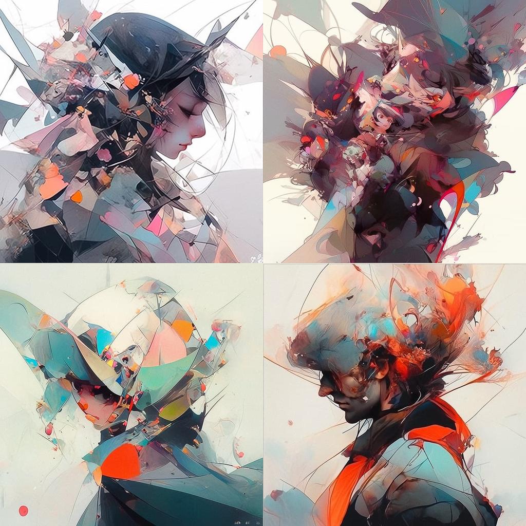 Ryan Hewett style, Midjourney Niji 5, render 1 of 4