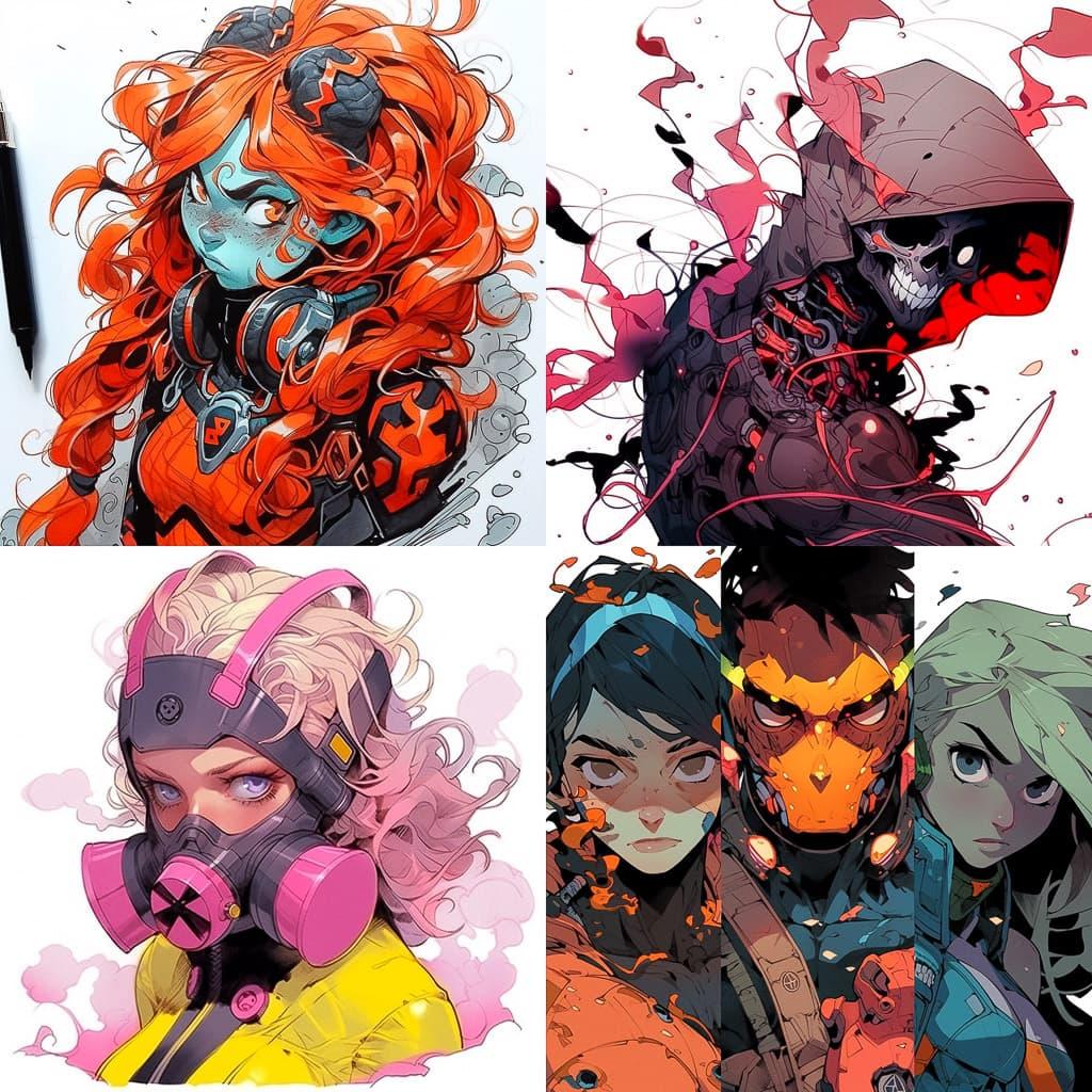 Ryan Stegman style, Midjourney Niji 5, render 1 of 4