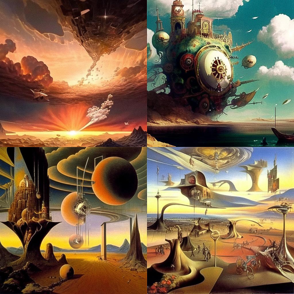 Salvador Dali style, Midjourney Niji 4, render 1 of 4