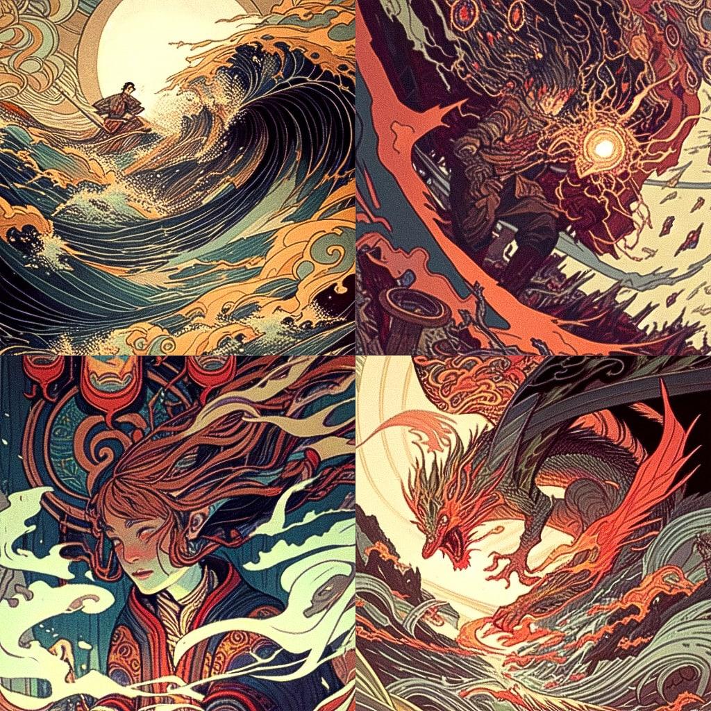 Sam Guay style, Midjourney Niji 4, render 1 of 4