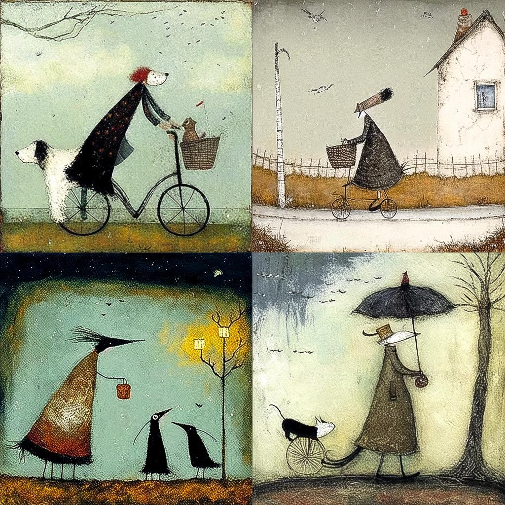 Sam Toft style, Midjourney Niji 4, render 1 of 4