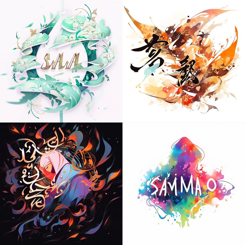 Sama Calligraphy style, Midjourney Niji 5, render 1 of 4