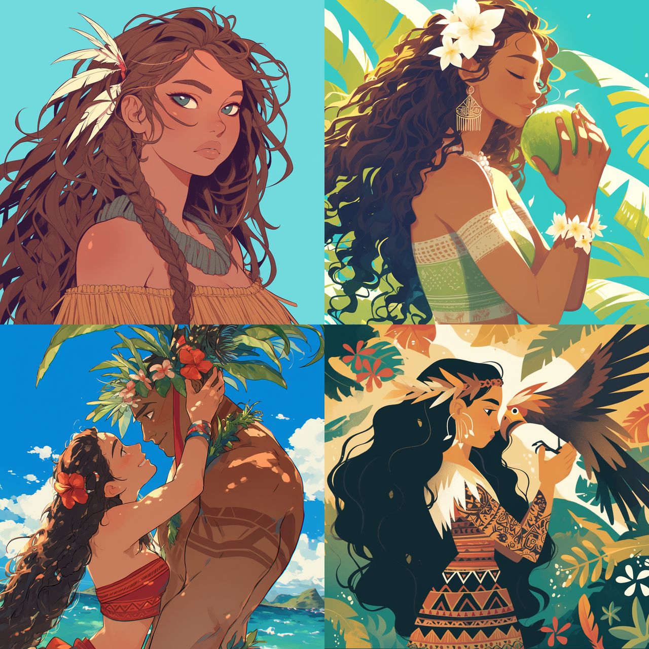 Samoan art style, Midjourney Niji 6, render 1 of 4