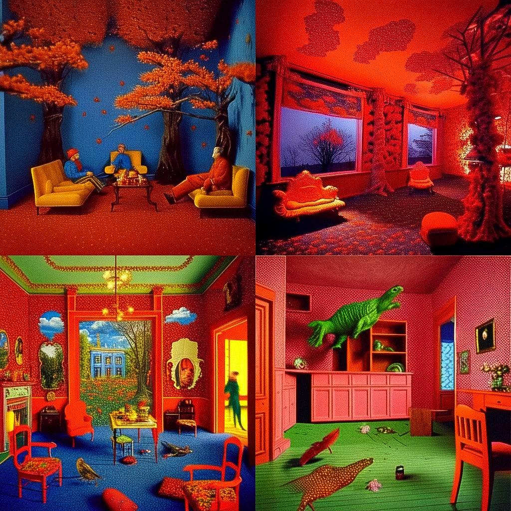 Sandy Skoglund style, Midjourney Niji 4, render 1 of 4