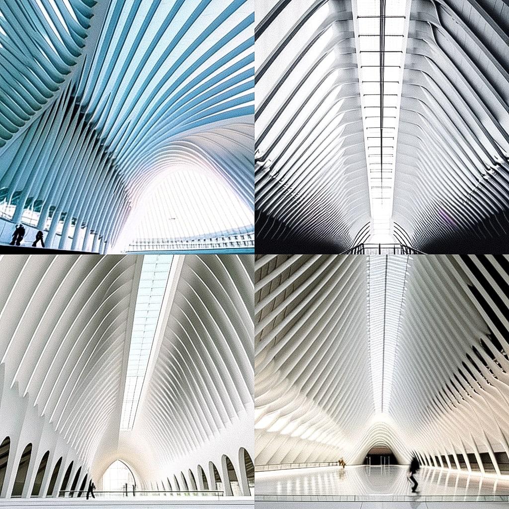Santiago Calatrava style, Midjourney Niji 4, render 1 of 4