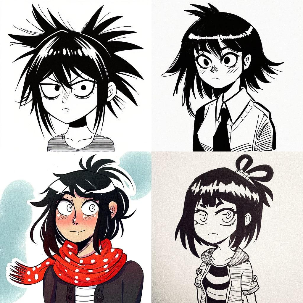 Sarah Andersen style, Midjourney Niji 4, render 1 of 4
