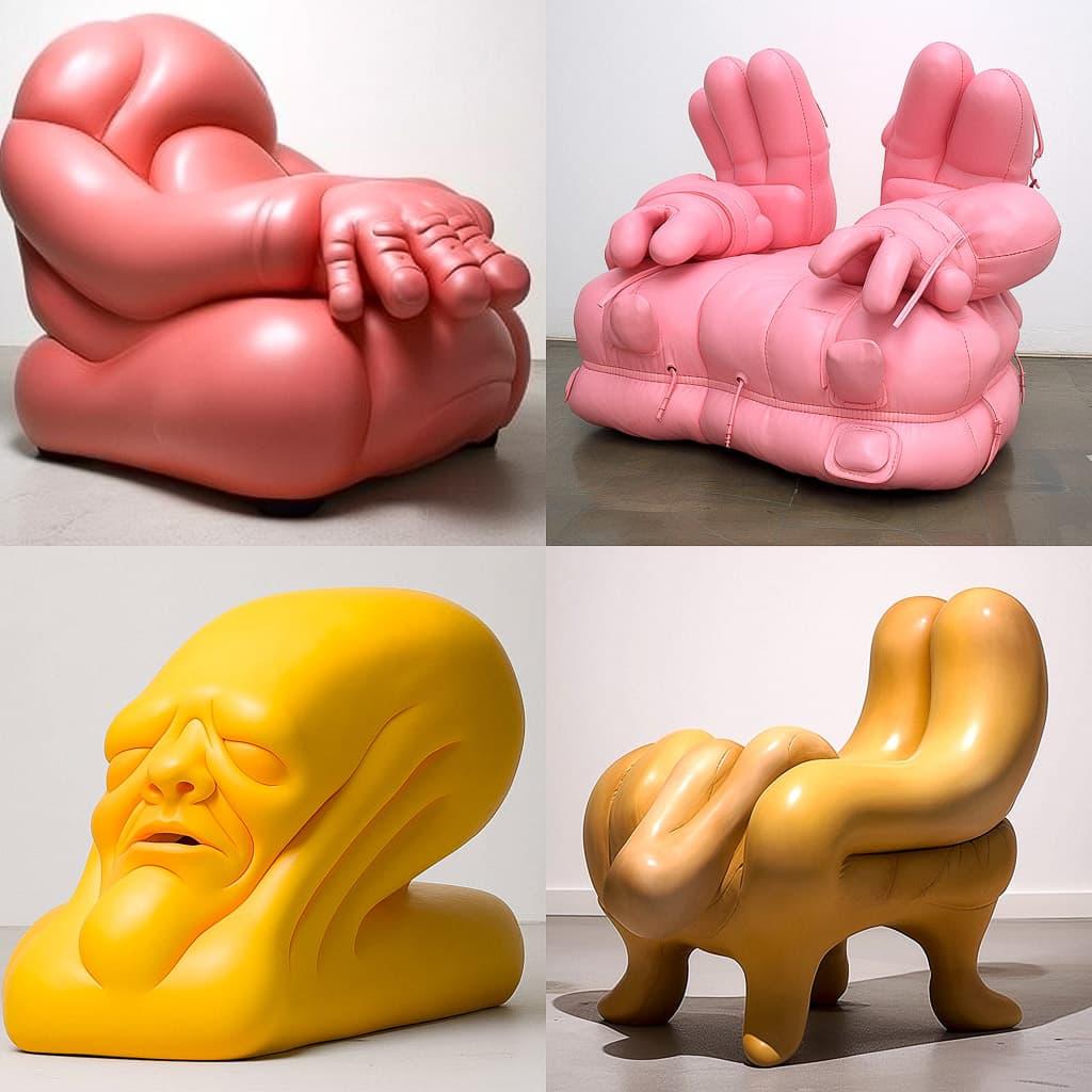 Sarah Lucas style, Midjourney Niji 5, render 1 of 4