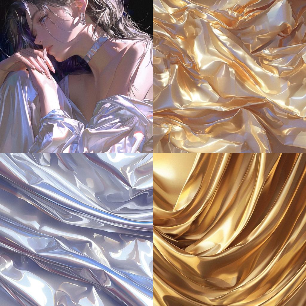 Satin texture style, Midjourney Niji 6, render 1 of 4