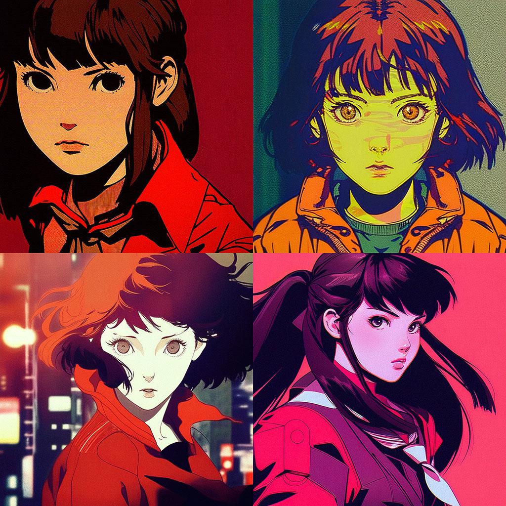 Satoshi Kon style, Midjourney Niji 4, render 1 of 4
