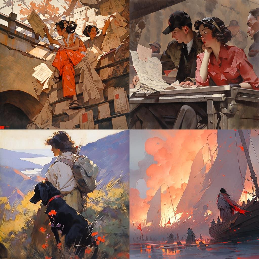 Saul Tepper style, Midjourney Niji 5, render 1 of 4