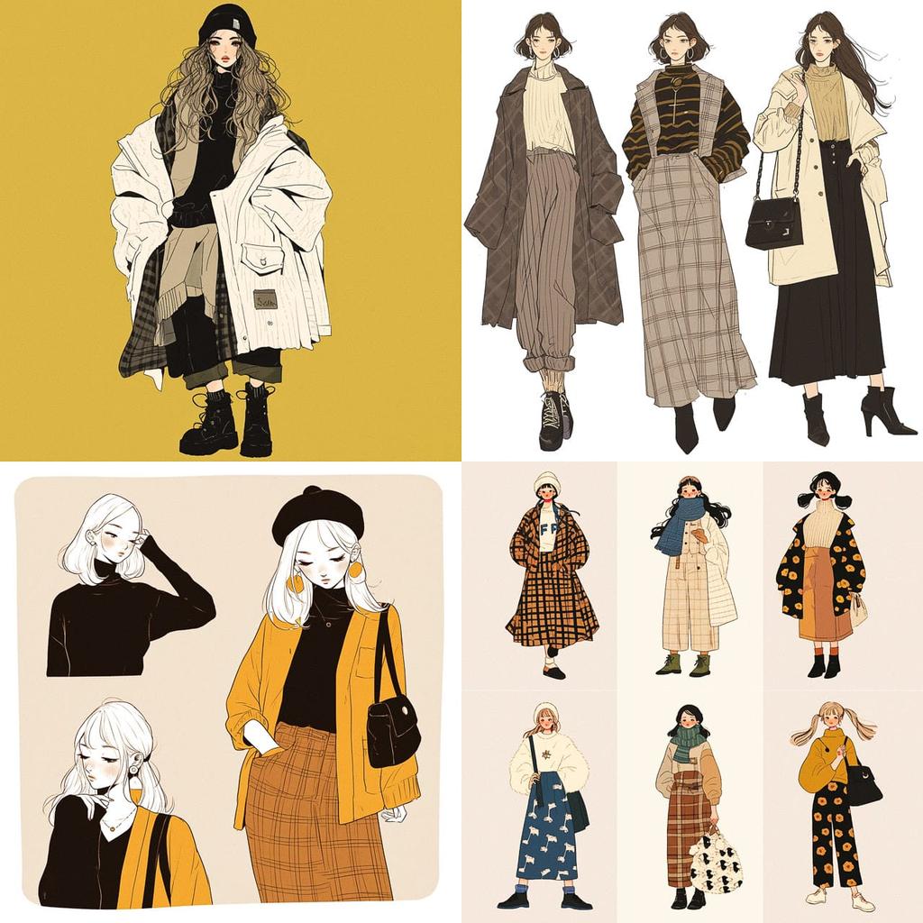 Scandi chic fashion style, Midjourney Niji 6, render 1 of 4