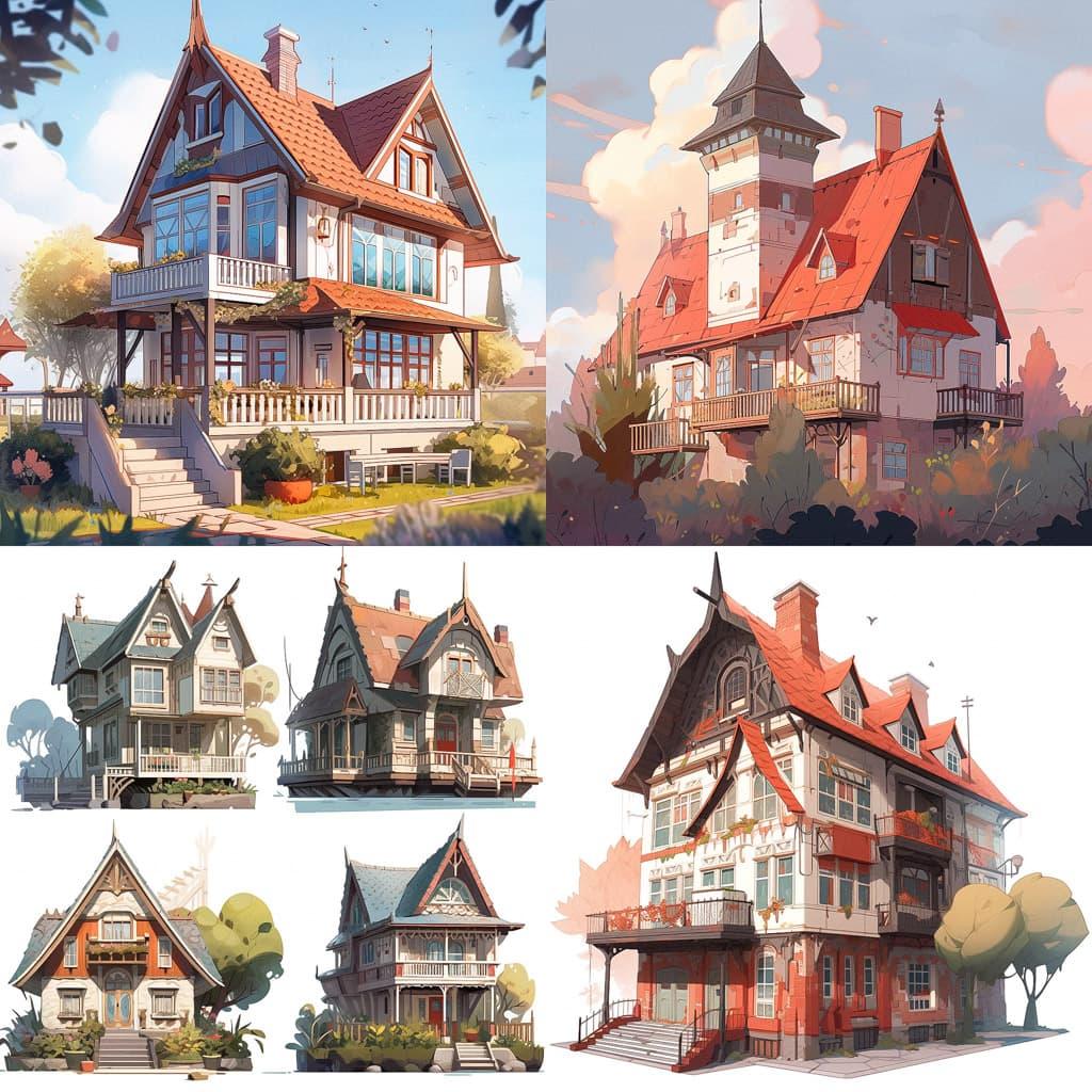 Scandinavian architecture style, Midjourney Niji 4, render 1 of 4