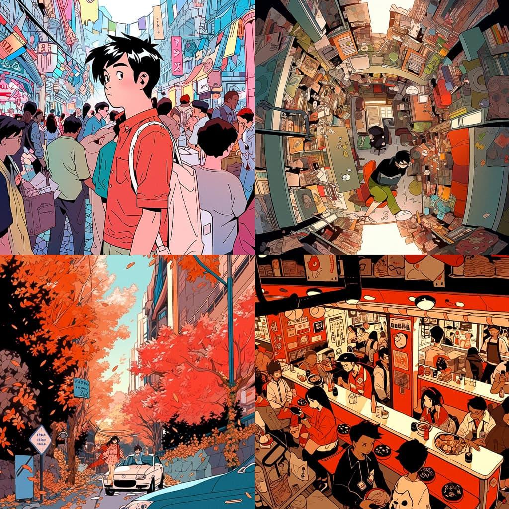 Scott McCloud style, Midjourney Niji 5, render 1 of 4