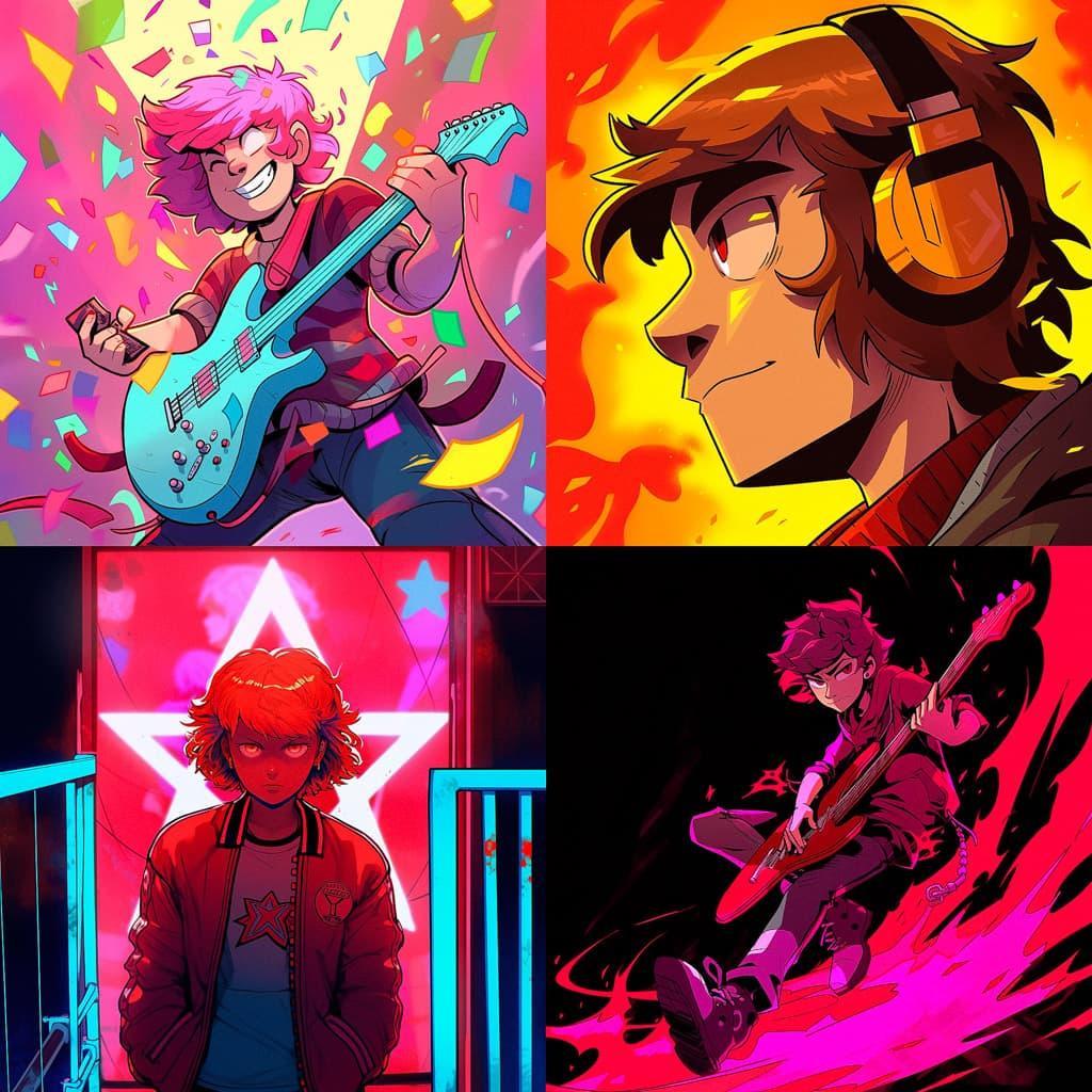 Scott Pilgrim style, Midjourney Niji 5, render 1 of 4