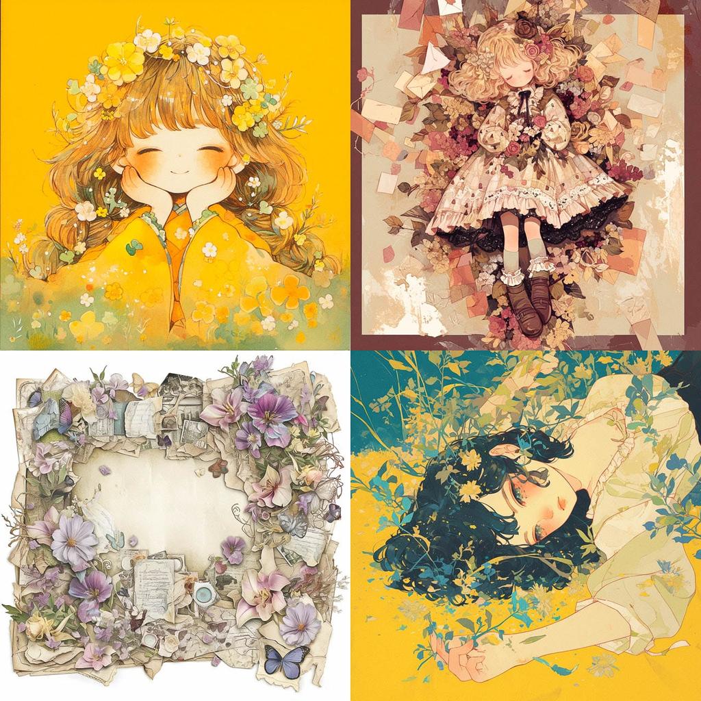 Scrapbooking style, Midjourney Niji 6, render 1 of 4
