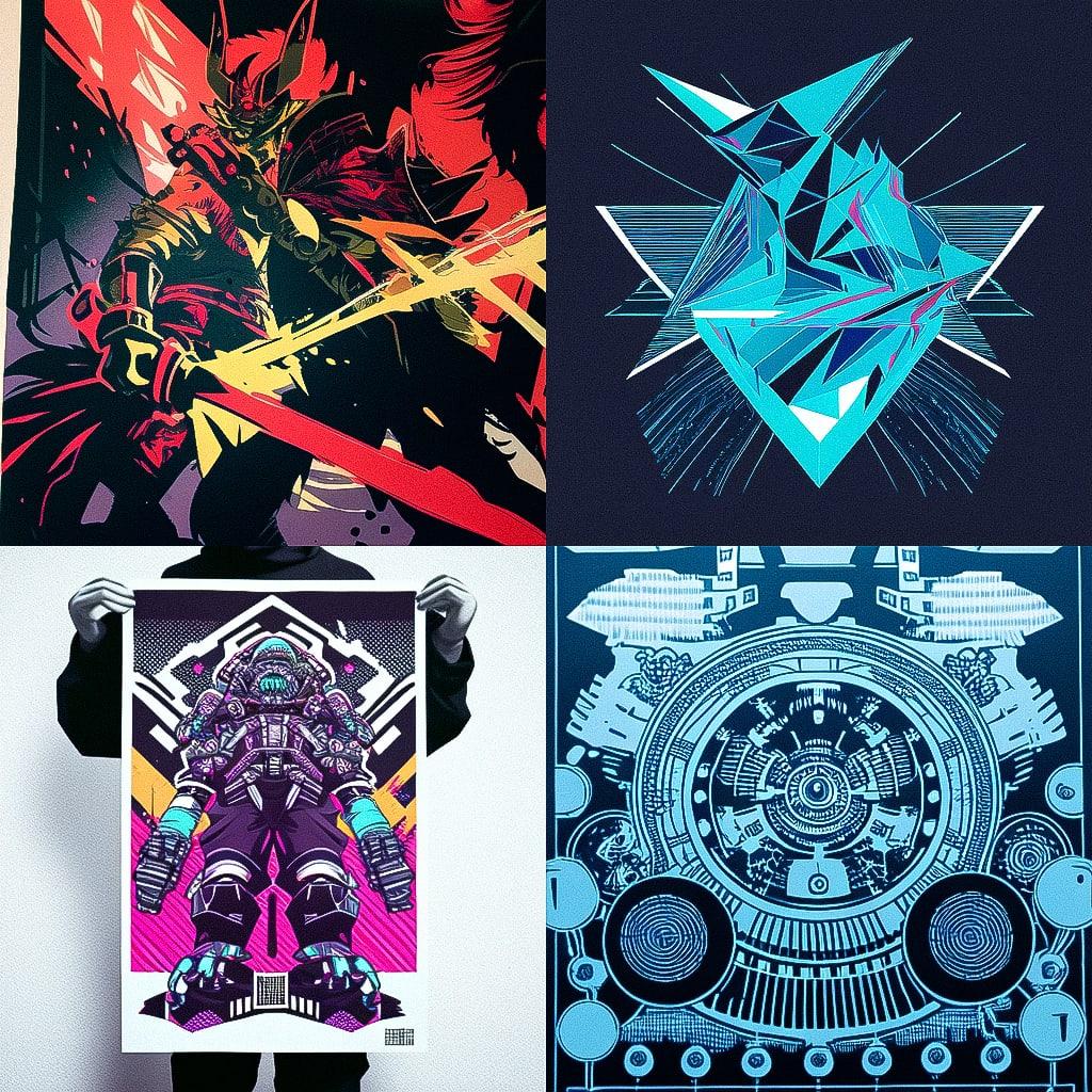 Screenprint style, Midjourney Niji 4, render 1 of 4